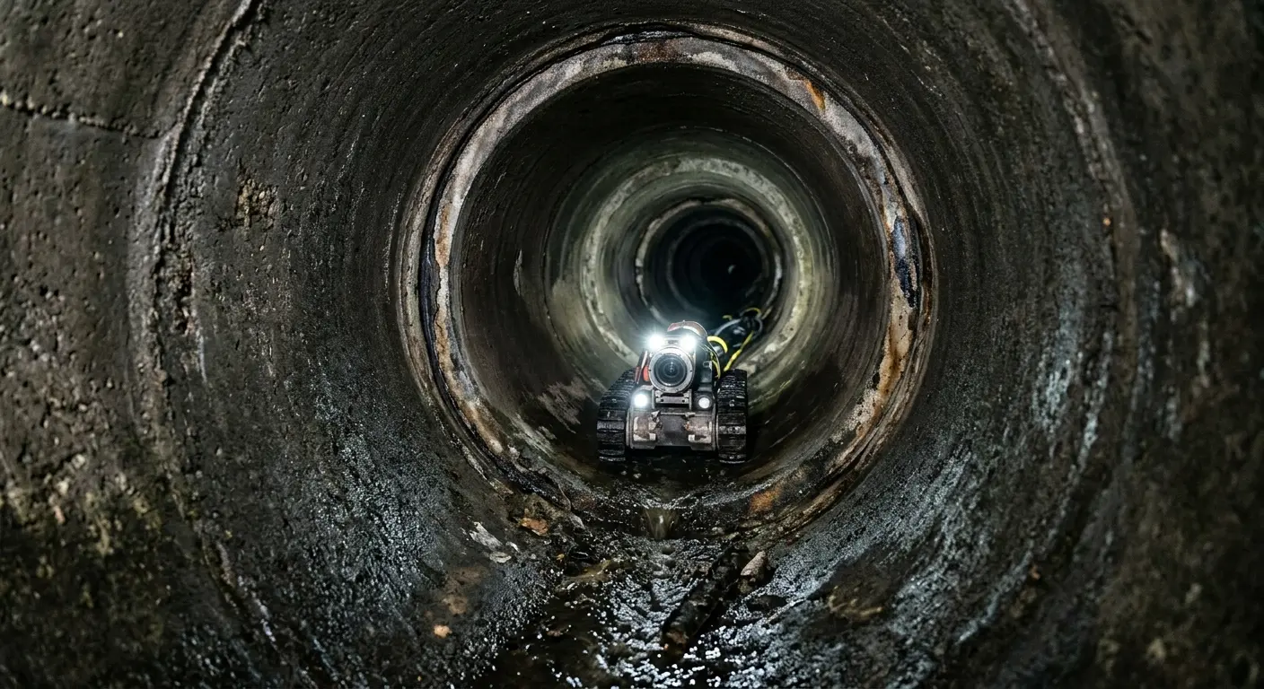Robotic sewer camera inspecting pipe interior for Sewer Line Repair in Air Force Academy